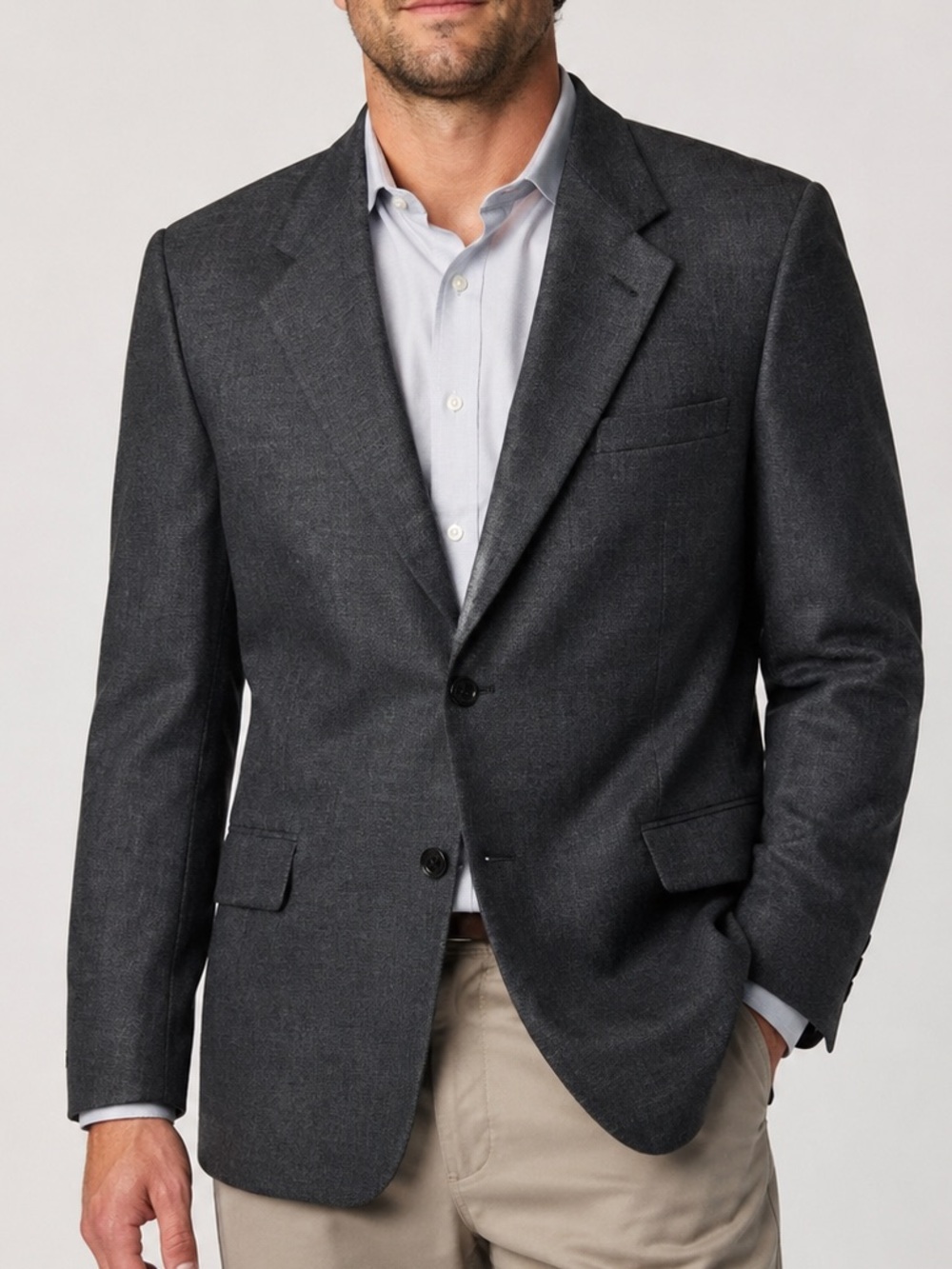REPP LTD Charcoal Gray Textured Blazer 44R Classic 2 Button Sport Coat Mens